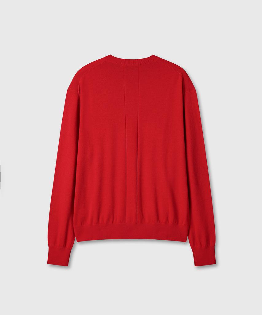 Daibeuin Loosed Fine Wool V-Neck Knit (Red)