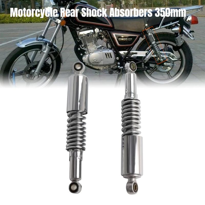 Chrome 350mm Motorcycle Rear Shock Absorber Kit for Yamaha & Honda, CNC Aluminum Suspension Spring Replacement