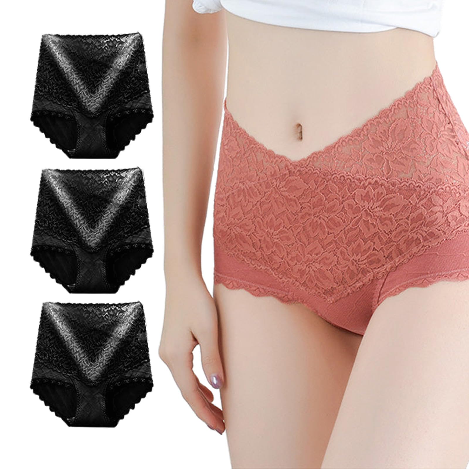 

Veimia Lace Сексуальные бесшовные кружевные дышащие трусики с высокой талией размера 2XL, трусики, глубокой посадки, эластичные, с эффектом лифтинга ягодиц, контролирующие, не вызывающие потливость,