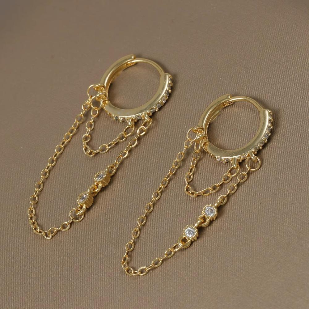 Módní nerezové ocelové zirkonové řetízkové kruhové náušnice pro ženy, piercing do srdce Helix Tragus, svatební šperky