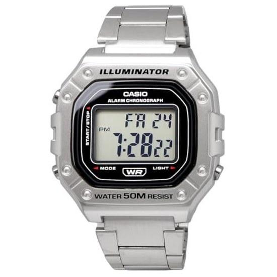 CASIO Standard Digital Wristwatch W-218HD-1AV Mens Cheap Chipukashi Metal Band Silver Overseas Model