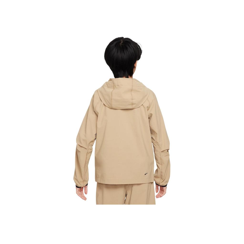 Nike Woven Tech Series Loose Fit Hooded Zip-Up Long Sleeve Jacket Kids Jacket Beige Black HQ8911-297
