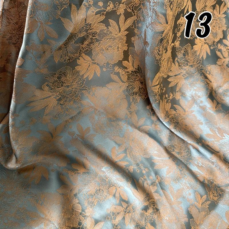 Two-color Embossed Peony Jacquard Fabric Imitation Silk Skin Friendly Cheongsam Cloth DIY for Skirts Pajamas Sewing Hanfu Cloth