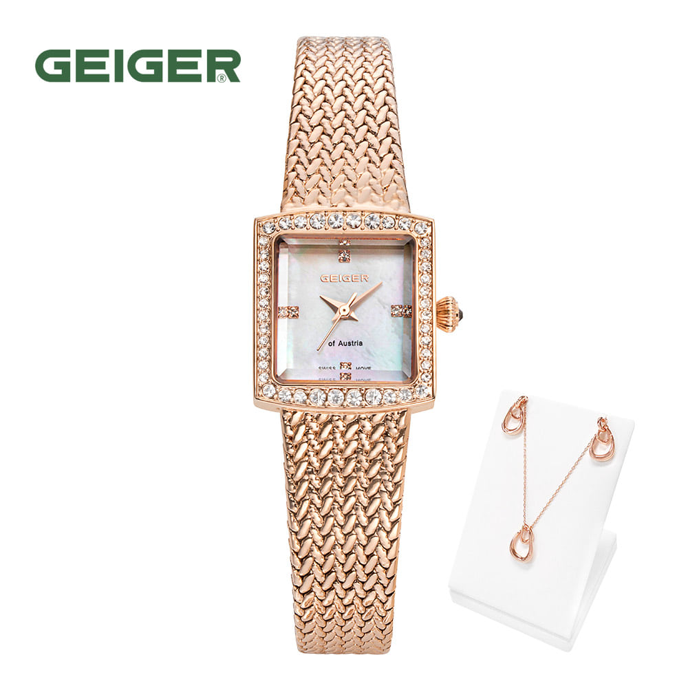 

Geiger GE1212RG женские часы с сетчатым ремешком + подарочный набор украшений