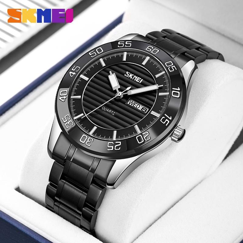 Men's Watch Fashion Watch Solid Steel Strap Watch Calendar Men's Watch Business Quartz Watch Waterproof