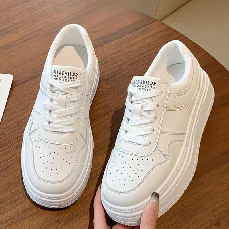 High-value Leather Little White Shoes Children's Spring and Summer New Versatile Thick-soled Heightening Board Shoes Casual Sports Shoes