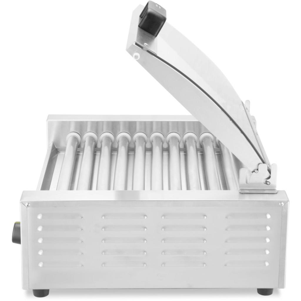 Podgrzewacz Grill Rolkowy Do Parówek Hot-dogów Dwustrefowy Z Pokrywą 11 Rolek 45 Cm 980 W