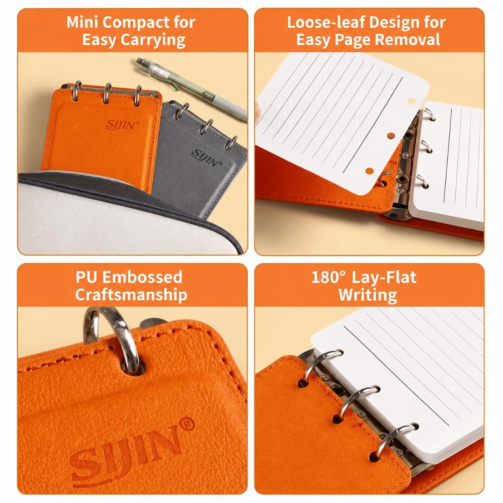 PU Leather Loose-leaf Notebook A7 Mini Journal Waterproof Pocket Notebook  Students