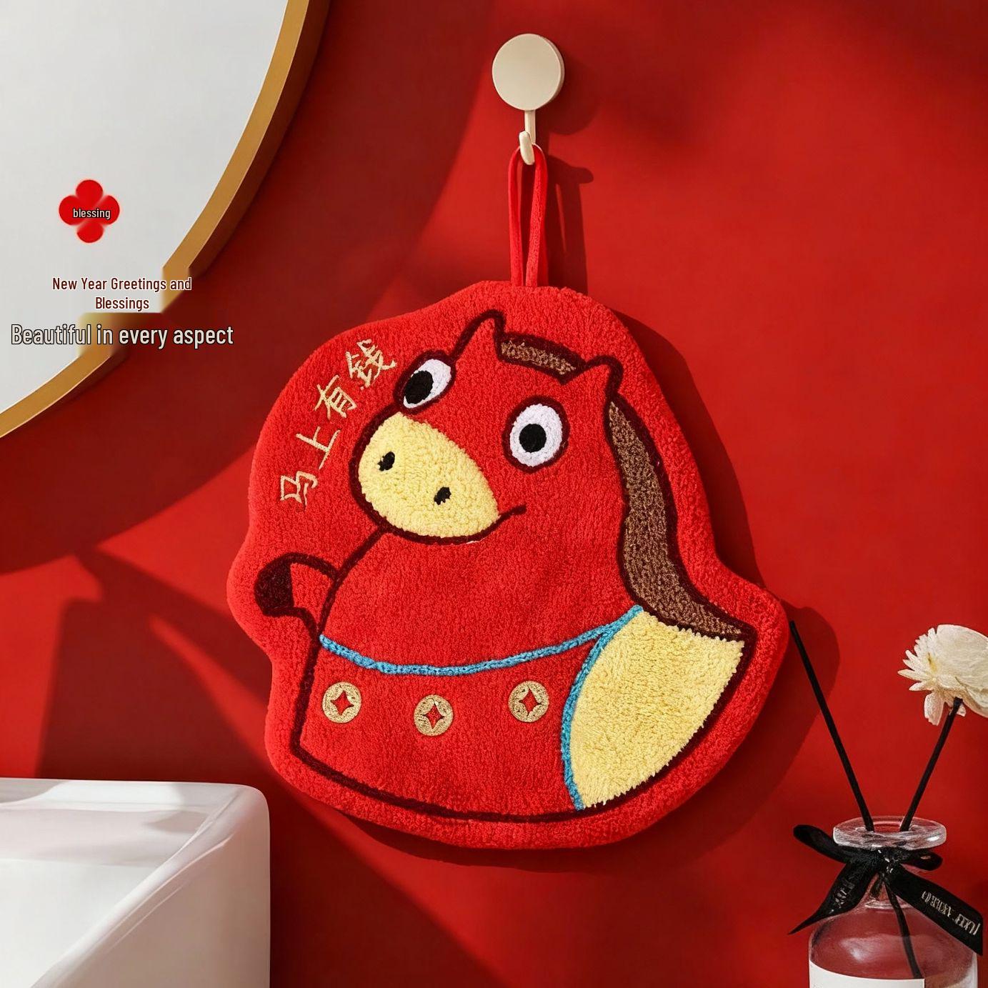 Cartoon Hand Towel - Thick, Absorbent, Hanging Wiping Cloth for Kitchen & Bathroom