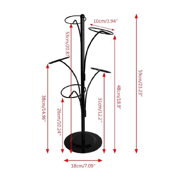 Baseball Cap Rack with 5 Round Standing Hooks Stable Base Hat Display Holder