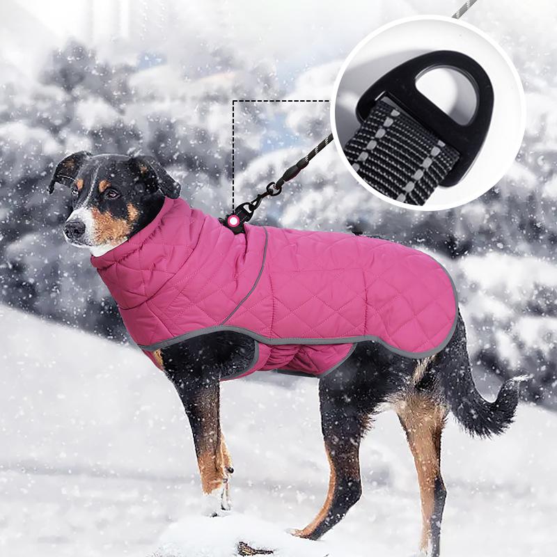 Winter Warm Velvet Fleece Dog Coat Waterproof Reflective Jacket Pet Cotton-padded Jacket Coat For Medium Large Dogs
