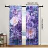 2pc,  Curtain Large Purple Floral Blackout  Polyester Festive Wall Decor Use for Holiday Parties