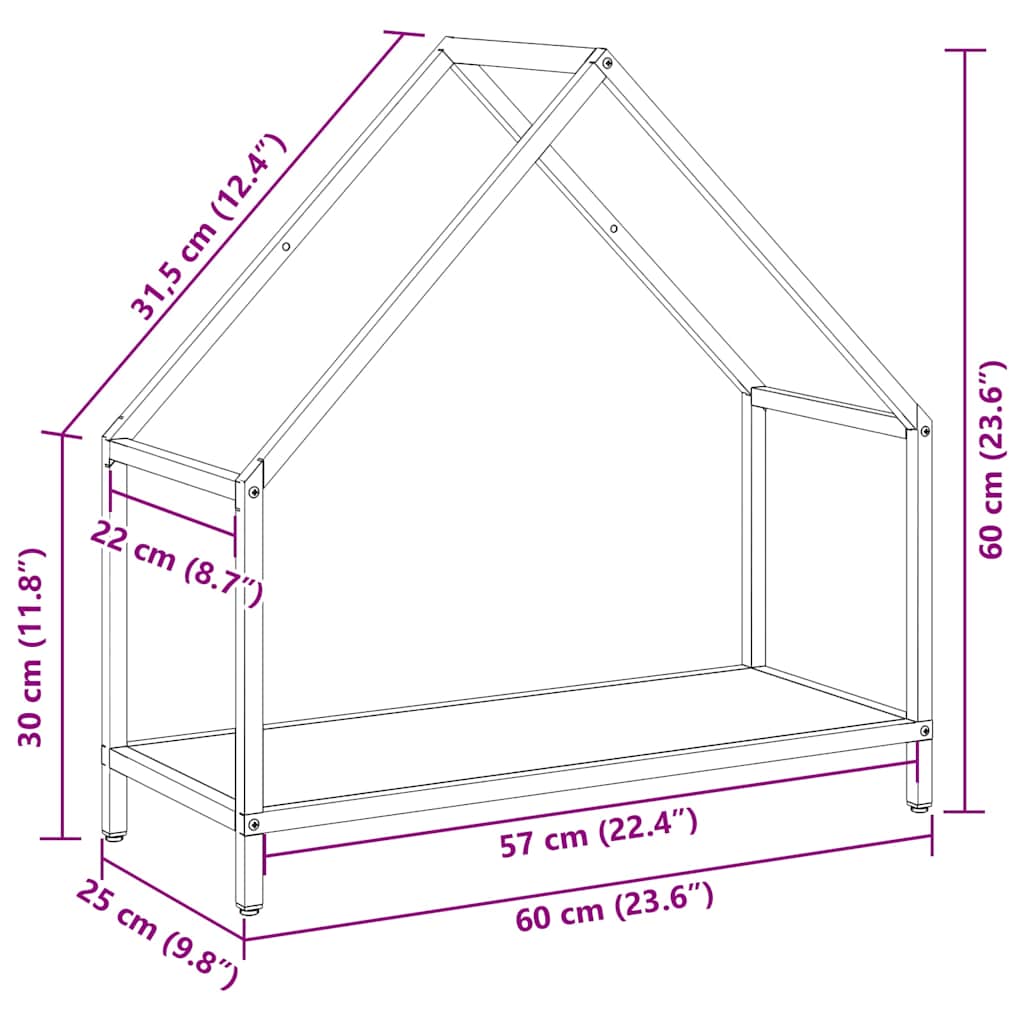 Firewood Rack Black 60x25x60 cm Cold Rolled Steel