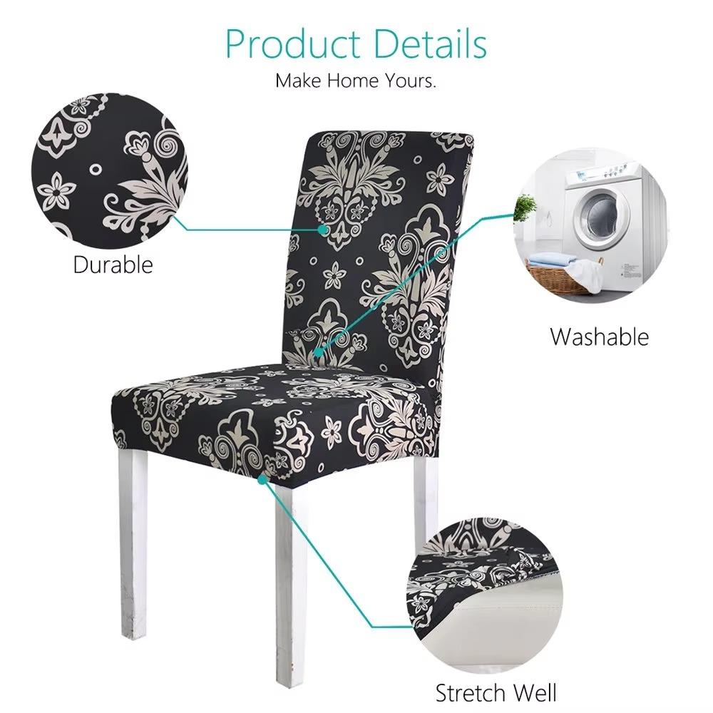 4 Stück bedruckte Stuhlhusse, abnehmbar, waschbar, für Hochzeitsfeier, Esszimmer, Heimdekoration
