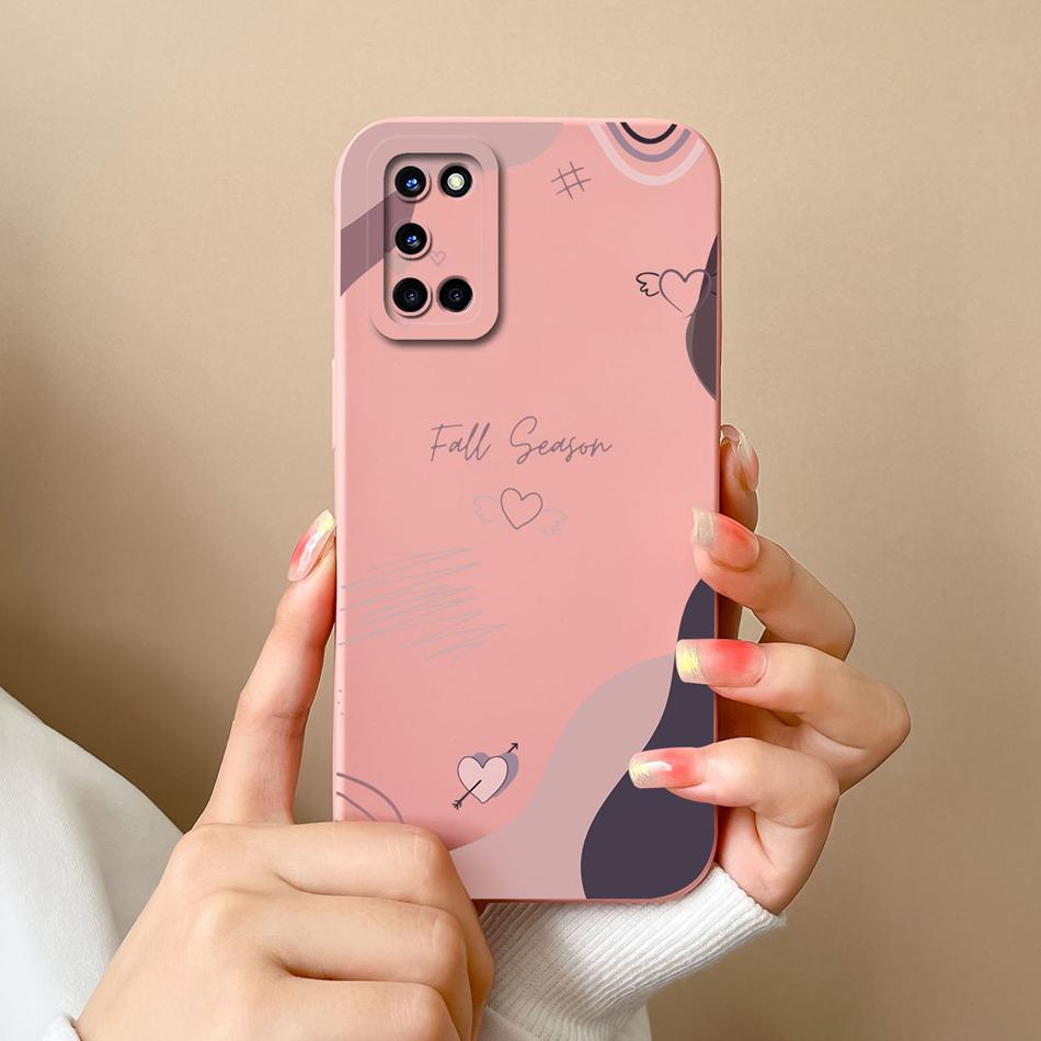 For Oppo A52 A72 A92 Case Butterfly Heart Simple Back Cover Soft Liquid Silicone Funda Camera Protection Anti Drop Phone Housing