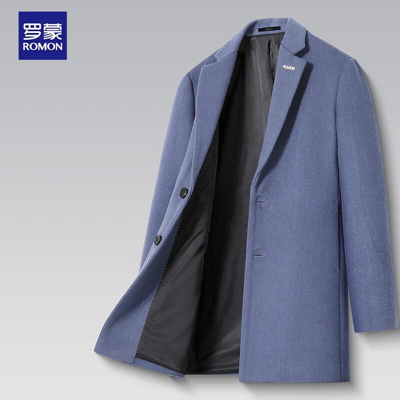 ROMON E Men's Wool Blend Mid-Length Overcoat