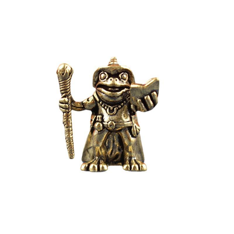 Brass Frog Wizard with Magic Book - Enchanting Desktop Sculpture, Animal Figurine for Desk Decor, Fantasy Collector's Gift