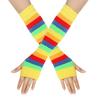 Rainbow Stripe Thigh High Socks Gloves for Female Christmas Party Costume Accessories Stretchy Warm Socks Cosplay Props