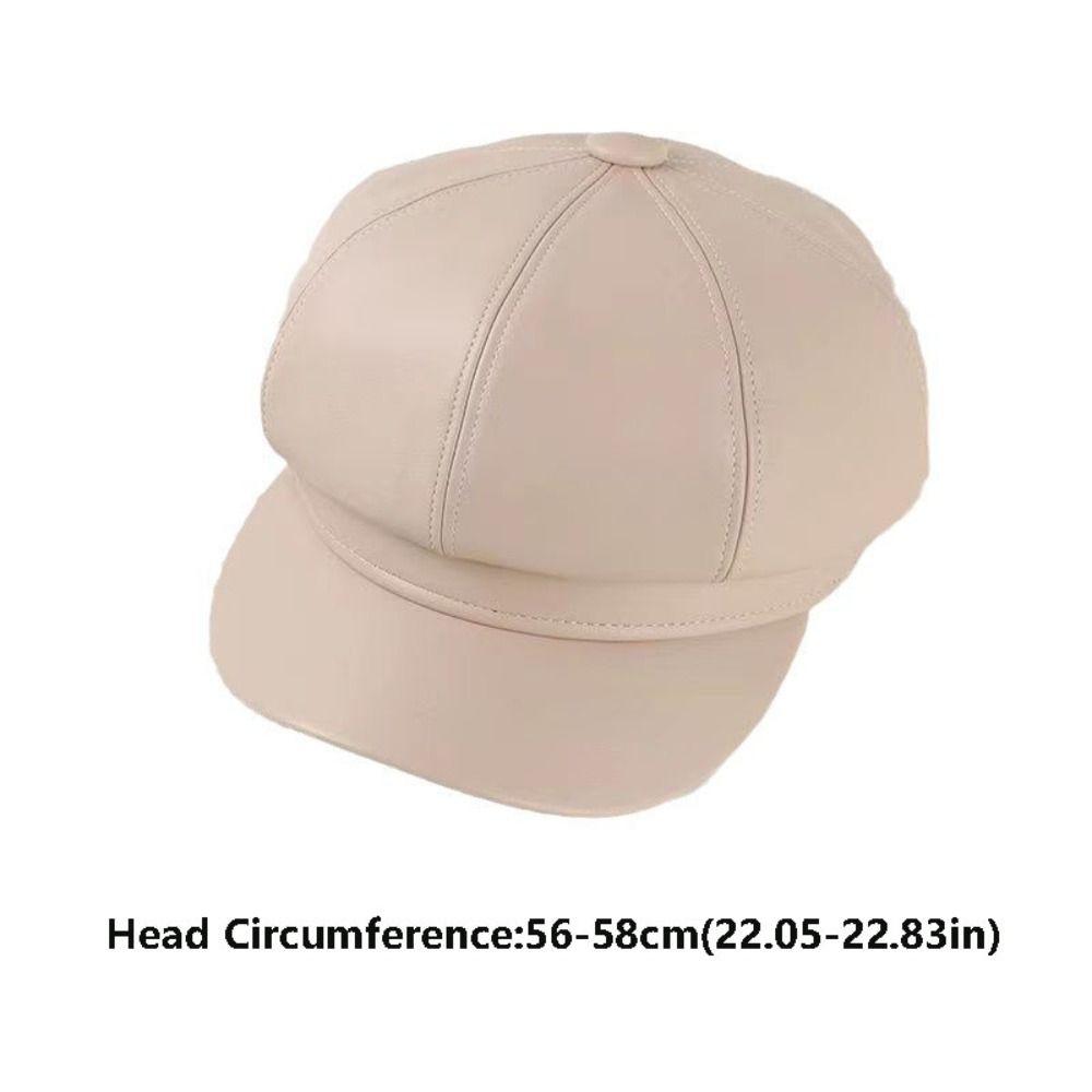 Fashion Y2K PU Beret Korean Style Newsboy Cap Painter Hat Artist Hat Cotton Octagonal Cap Ladies