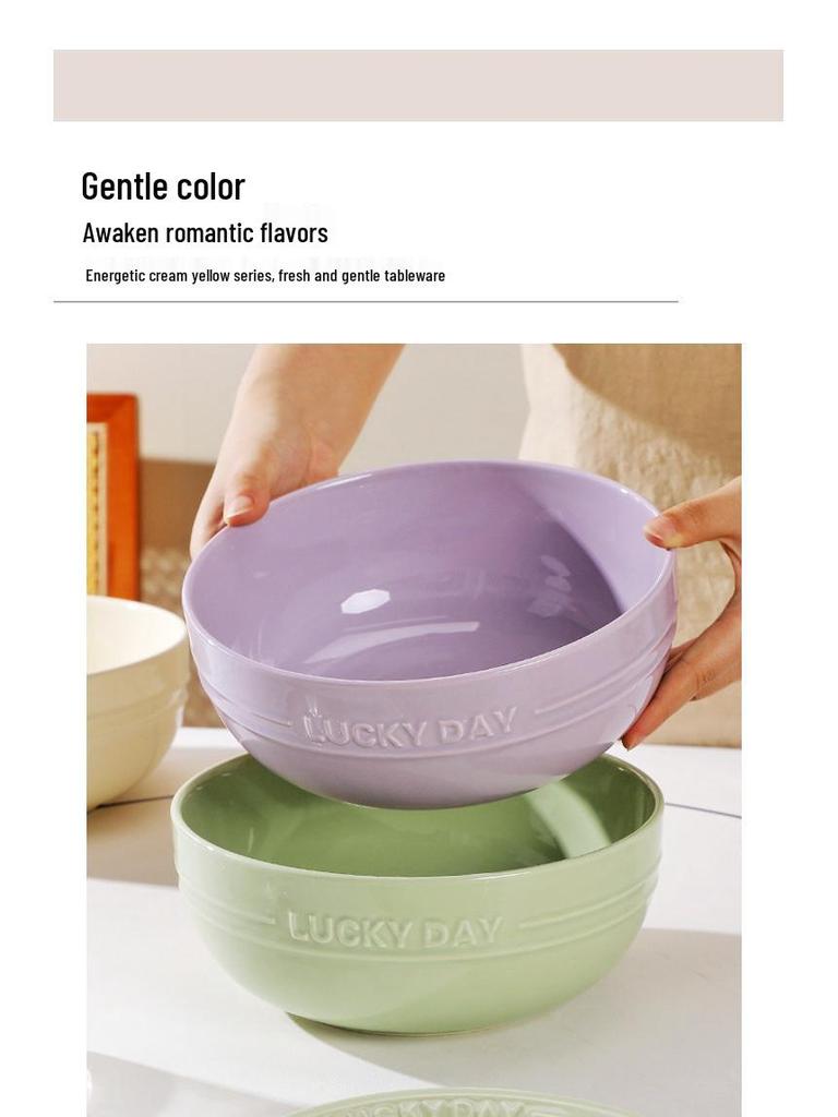 Nordic Style 8-Inch Thickened Ceramic Soup & Noodle Bowl - Large Capacity, 2024 New Design