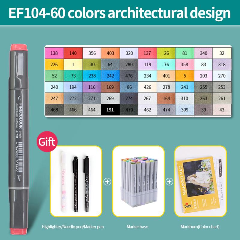 EF104 Double-Head Alcohol Marker Pens Sketch Design Marker Brush Pen Beginner Manga Graphic Drawing Art Supplies