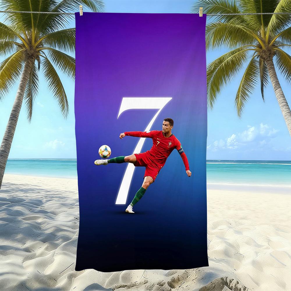Asciugamano da Spiaggia in Microfibra Stampato Sport Calcio Asciugatura Rapida Morbido Assorbente Asciugamano da Bagno per la Costa