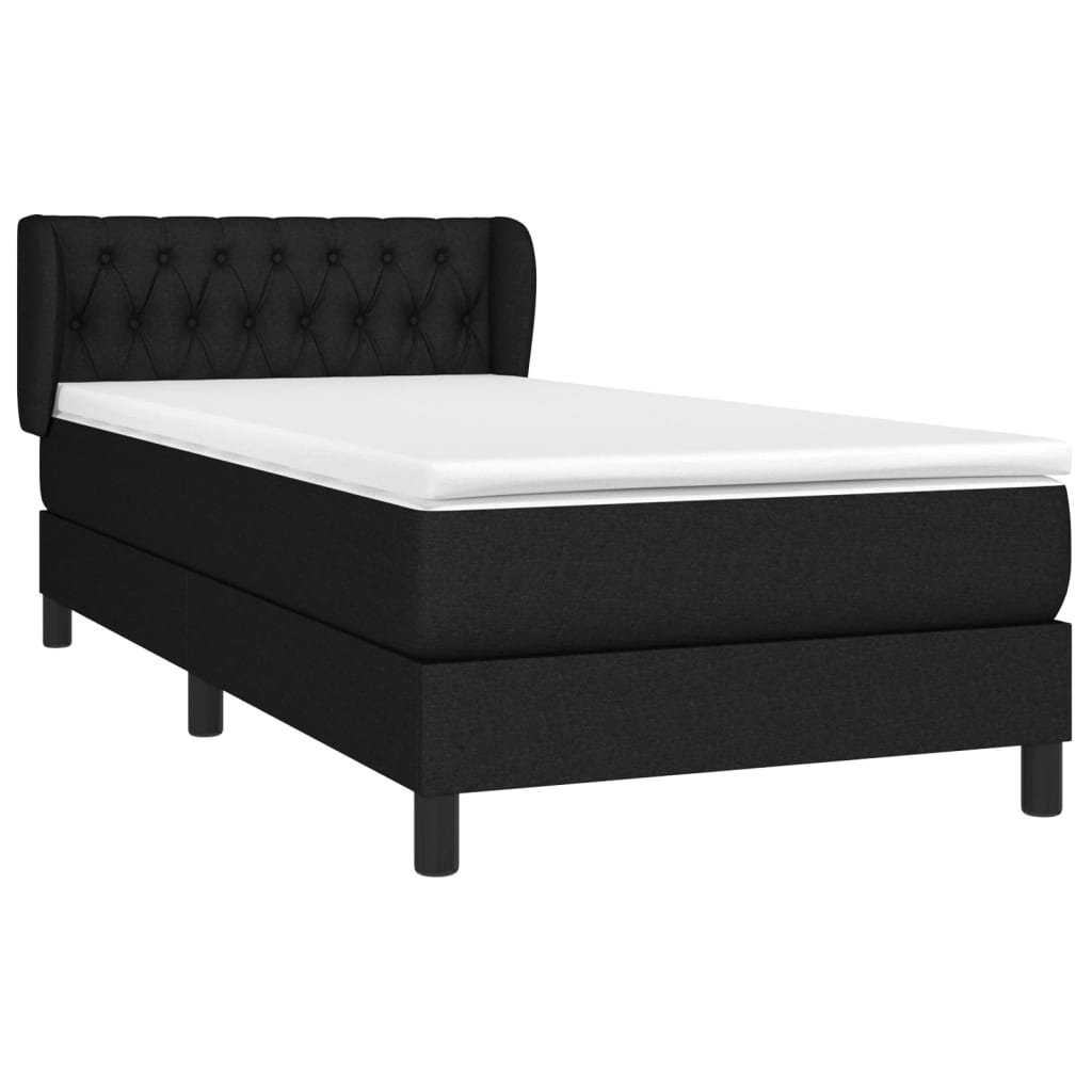 Vidaxl Continental Bed With Mattress, Black, Fabric, 100X200 Cm