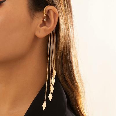 Ingemark Kpop Long Tassel Clip Earring for Women Ladies No Piercing Fake Cartilage Exquisite Ear Bone Clips Pendientes Jewelry