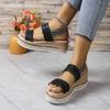 Fashion Comemore Large Size Wedges Roman Sandals Summer New Round Head Casual Buckle Strap Women's Shoes High Heels Thick Bottom Sandal