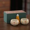 Ru kiln Dunhuang ceramic tea cup gift box tea cup household master cup single cup Chinese tea cup 1011 new