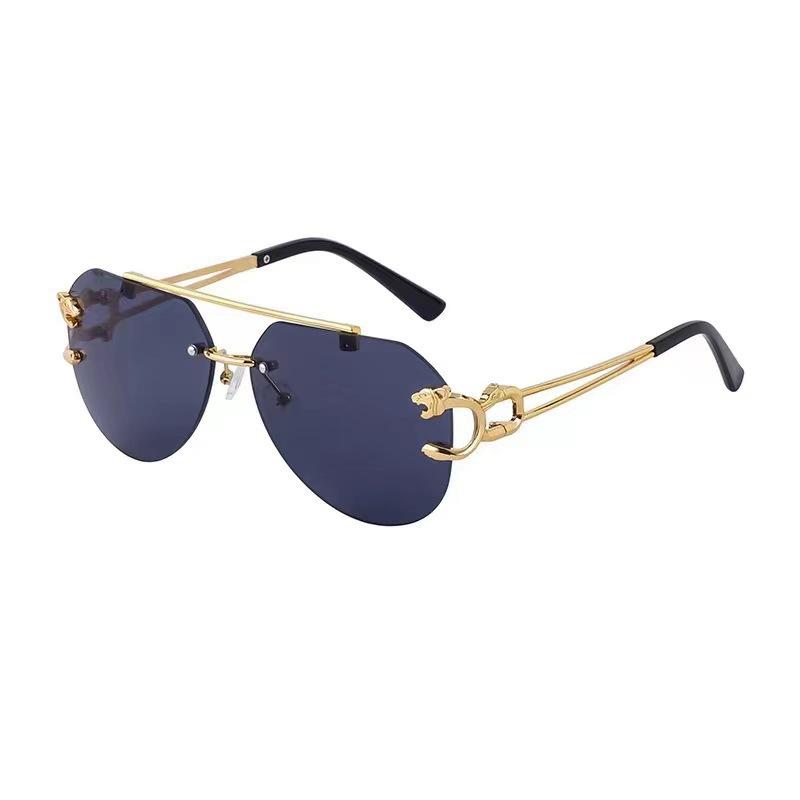 New Rimless Sunglasses Pilot Fashion Metal Frame Women Men Large Round Sun Glasses for Female Male Gradient Traveling Oculos