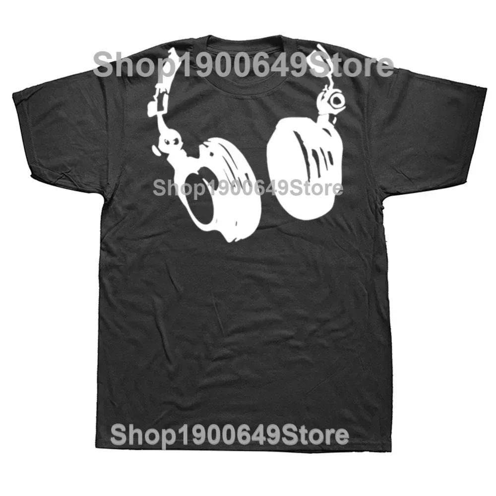 Funny Headphones Around The Neck T Shirt Cool Music Rock and Roll DJ Men Womens Fashion Casual Oversized 100 Cotton TShirt
