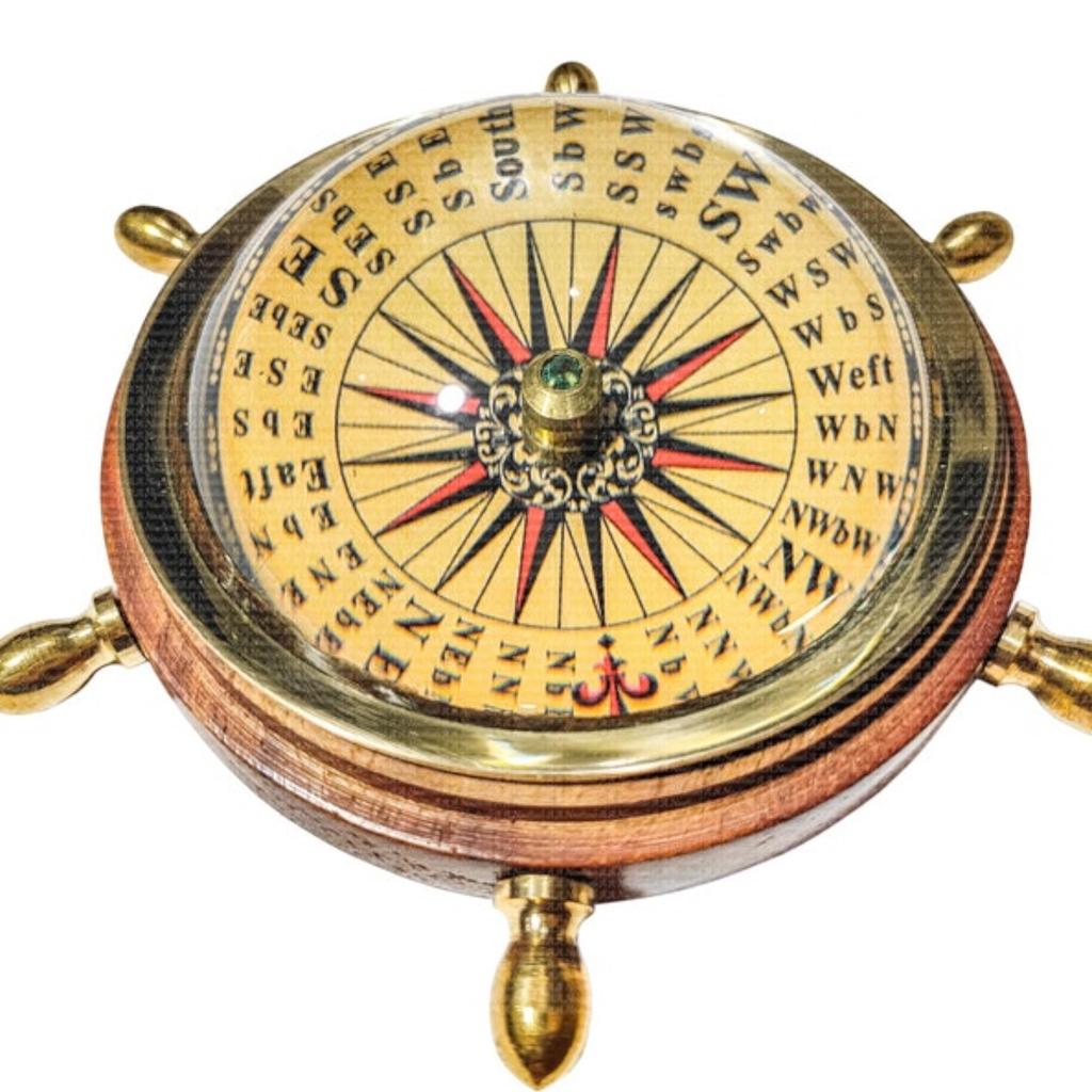 Big Custom Wheel Compass with Bevelled Glass, Groomsmen Gift, Christmas Gift, Home Office Decor, Gift for Him, Anniversary Gift