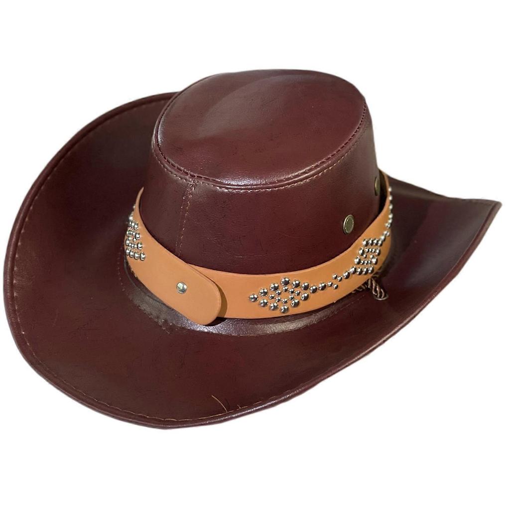 Portable Cowboy Hat Gentleman Fisherman Hat Gift for Camping Climbing Lovers Gentleman Wide Brim for Dress-up  Claret