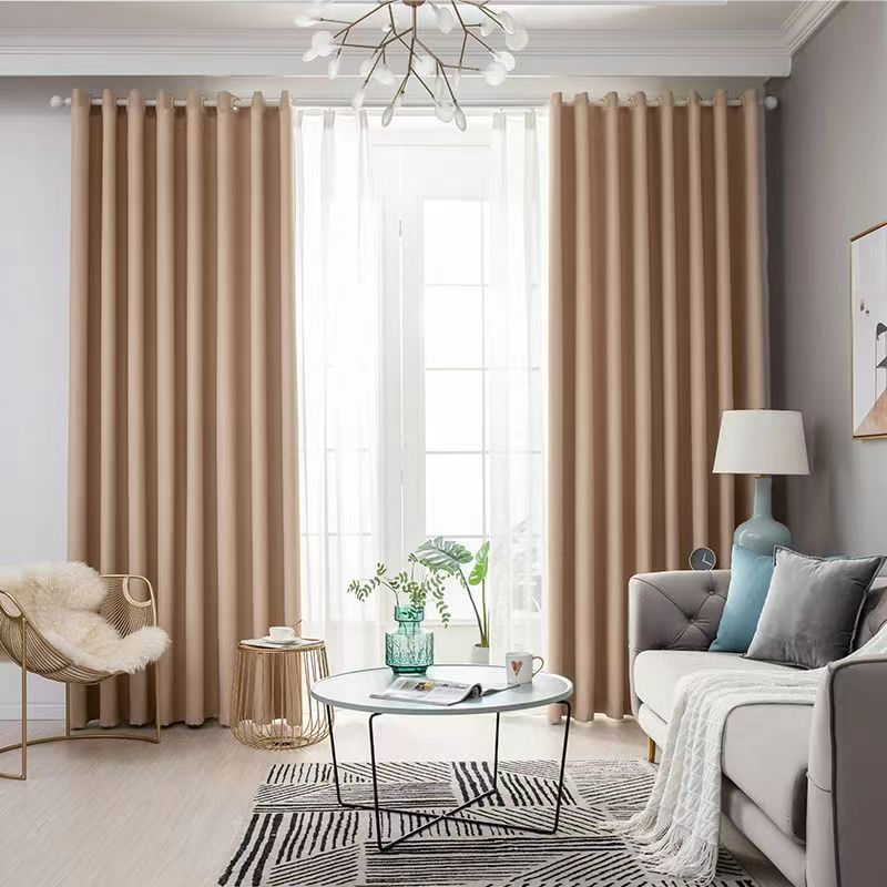 Curtain Solid Color Blackout High-Precision Bedroom Sunscreen Finished Curtain Cloth