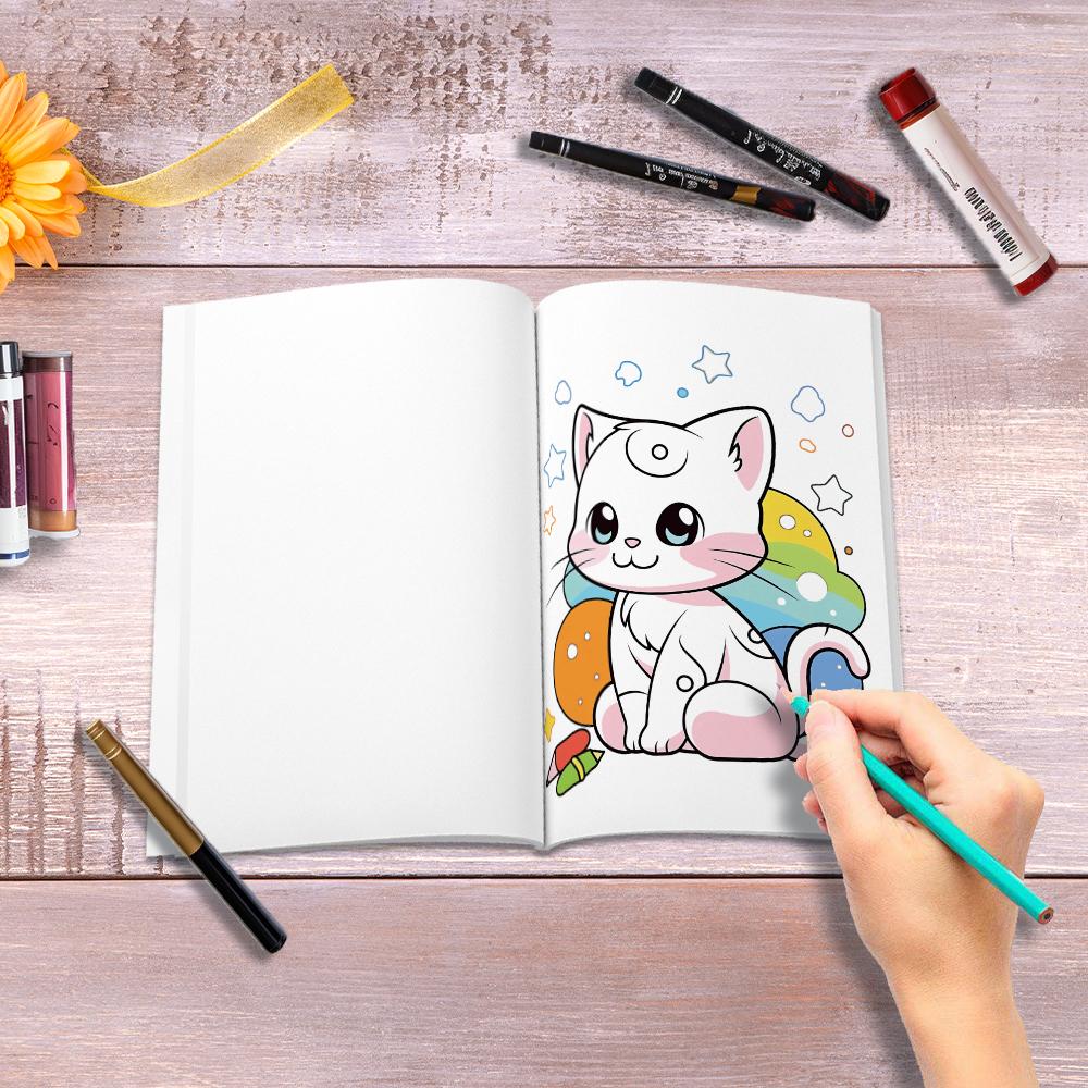 1pc, Cute Cat Coloring Book, Teenagers Coloring Book, 30 Different Patterns, 100gsm Thick Paper, Stress Relief, Birthday Gift