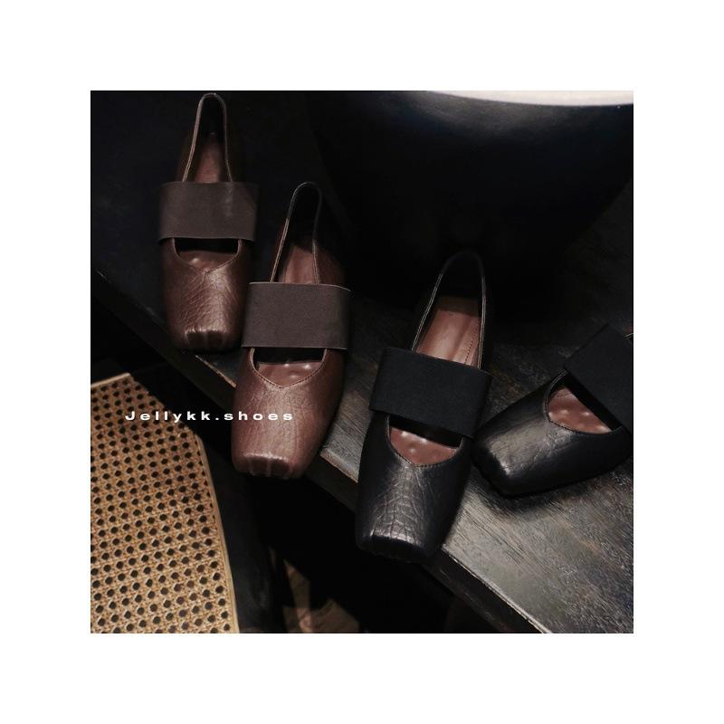 Sheepskin Version~ Genuine Leather Inner Height Increase Ancient Elastic Band Mary Jane Shoes Women's New Square Head Versatile Ballet Shoes