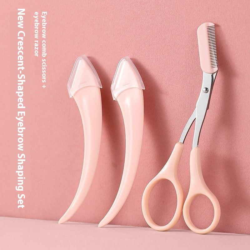 3pcs Eyebrow Trimming Set Curved Eyebrow Scissors With Grooming Tools Creating Perfect Eyebrows
