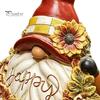 Waterproof Gnome Ornament Happy Thanksgiving Figurine, Sunflower Maple Leaf Statue, Cartoon Statue Dwarf Sculpture for Harvest Autumn Table