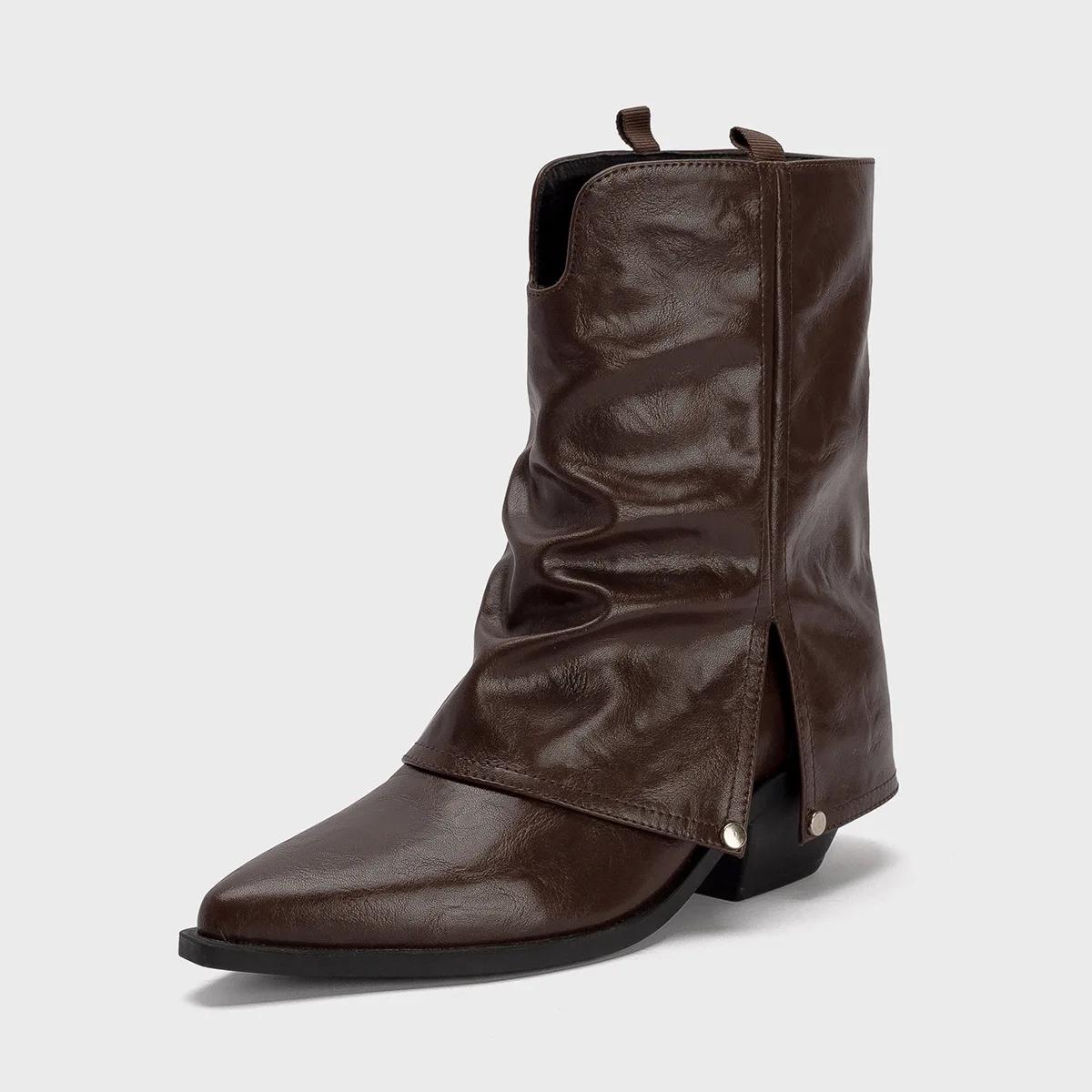 

Fashion Velvet boots 2025 autumn and winter women s boots with pointed toe thick heel high heels short shoes for women metal leg boots 34 коричневый