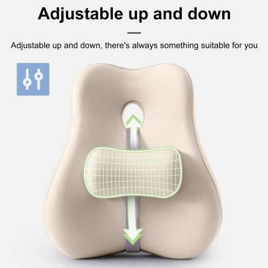 Lumbar Support Cushion Memory Foam Back Support Chair Lumbar Cushion with Adjustable Slider for Office Chair Computer Desk Chair Long Sitting Hours