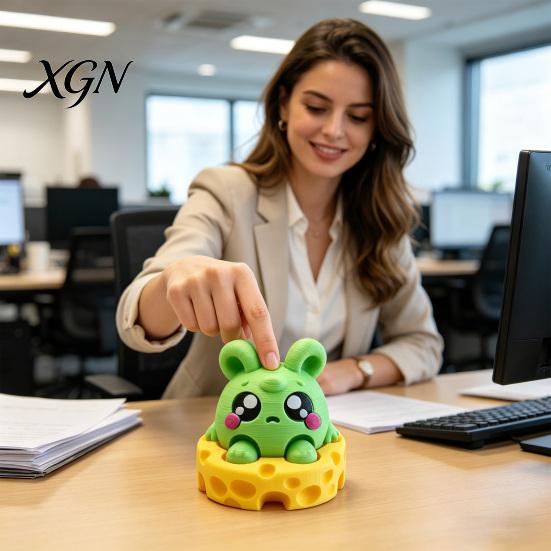 Stress Ball Alternative 1/3Pcs 3D Printed Animal Clicker Toy Cartoon Mouse Frog Bee Relaxation Finger Decompression Button Fidget Anxiety Relief Desk