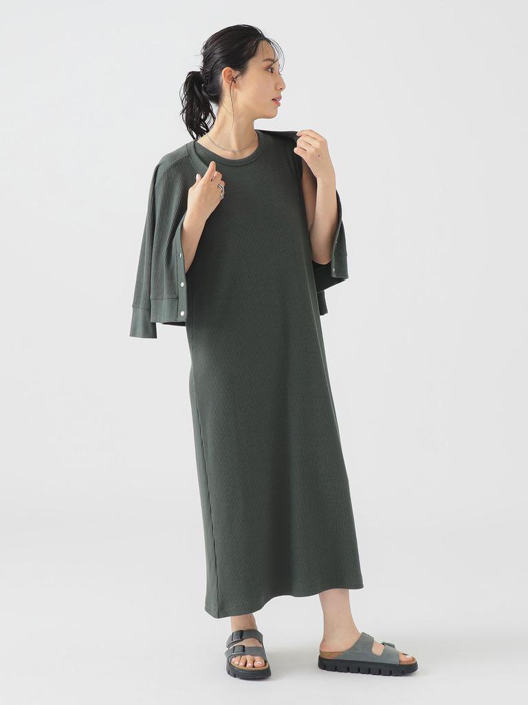 B:MING LIFE STORE by BEAMS Dress Set: Cardigan and Dress Set, Women's, Olive, One Size