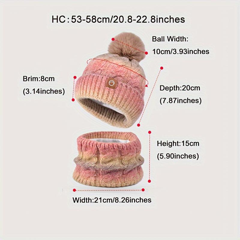 2025 Winter Beanie Hat and Scarf Set for Women - 2pc Acrylic Knit Fabric, Solid Color with Plush Lining, Ear Warmer Design, Hand Wash