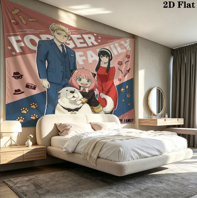 Spy Family Wall Tapestry Aesthetic Wall Hanging Printed Fabric Blanket Decorative Tapestries For Bedroom Living Room Home Decor