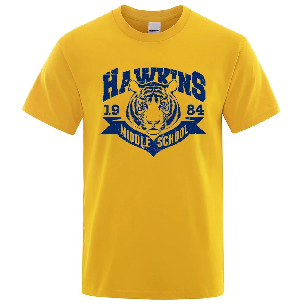 Hawkins Middle School Tigers Funny Printed T-Shirts For Loose Cotton Clothing O-Neck Breathable Oversize Short Sleeve Tshirt