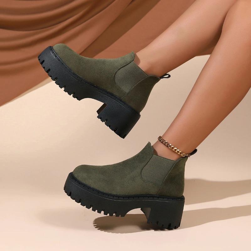 Classic Suede Short Boots 2024 New Women's Rear Zipper Fashion Boots Thick Sole Anti Slip Short Boots Zapatos De Mujer Trafza