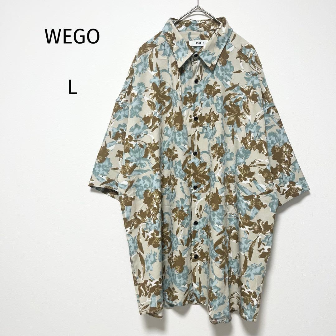WEGO All-over pattern short sleeve shirt Aloha shirt leaf floral pattern beige L