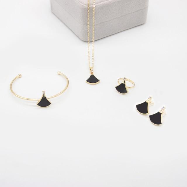 

4 шт. комплект ювелирных изделий сектор кулон ожерелья для женщин мода оригинальный дизайн браслет свадебные украшения аксессуары подарок девушке Z513 чёрный