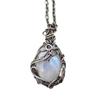 Vintage Bohemian Moonstone Leaf Pendant Necklace for Women